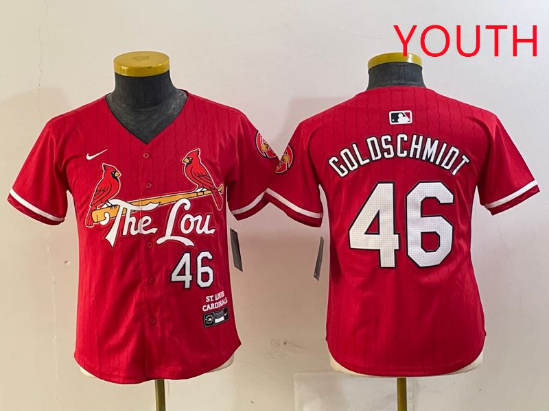 Youth St.Louis Cardinals #46 Goldschmidt Red City Edition 2025 Nike MLB Jersey style 1->youth mlb jersey->Youth Jersey
